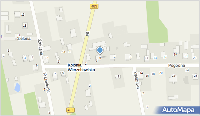 Kolonia Wierzchowisko, Pogodna, 5, mapa Kolonia Wierzchowisko