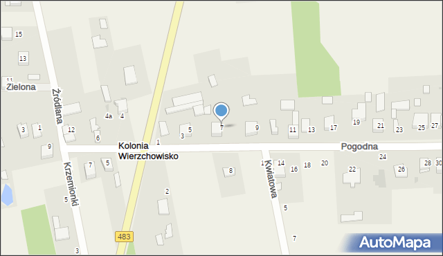 Kolonia Wierzchowisko, Pogodna, 7, mapa Kolonia Wierzchowisko