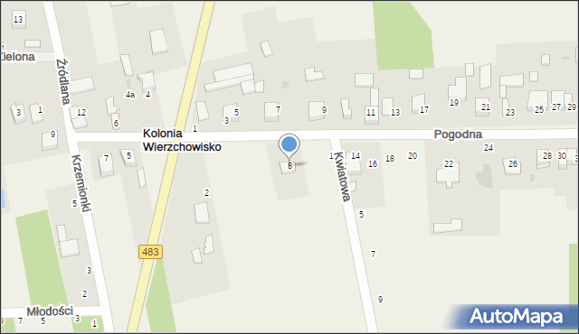 Kolonia Wierzchowisko, Pogodna, 8, mapa Kolonia Wierzchowisko