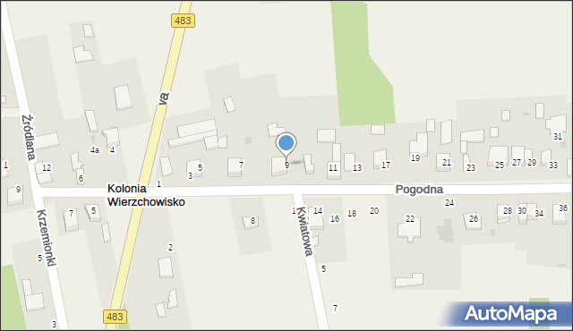 Kolonia Wierzchowisko, Pogodna, 9, mapa Kolonia Wierzchowisko