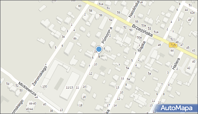 Koluszki, Pomorska, 8, mapa Koluszki