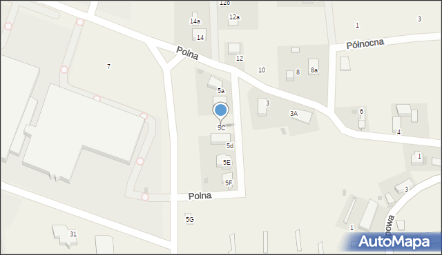 Komorniki, Polna, 5C, mapa Komorniki