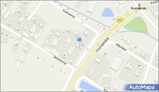 Komorniki, Poznańska, 1, mapa Komorniki