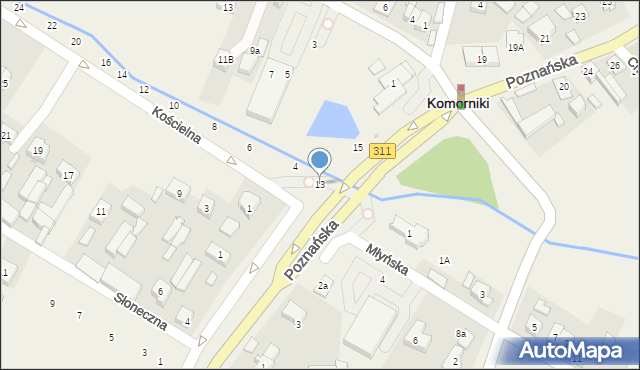 Komorniki, Poznańska, 13, mapa Komorniki