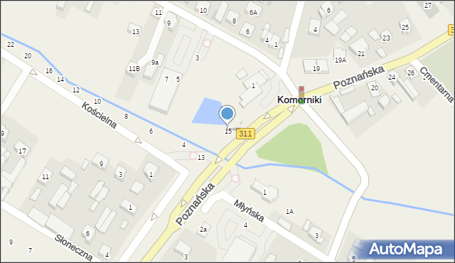 Komorniki, Poznańska, 15, mapa Komorniki