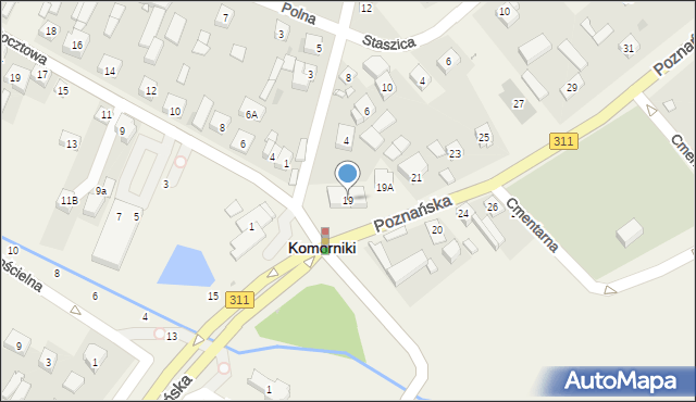 Komorniki, Poznańska, 19, mapa Komorniki