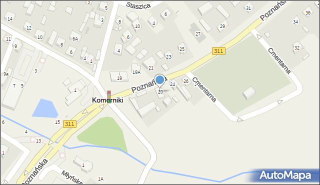 Komorniki, Poznańska, 20, mapa Komorniki