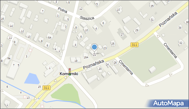 Komorniki, Poznańska, 21, mapa Komorniki