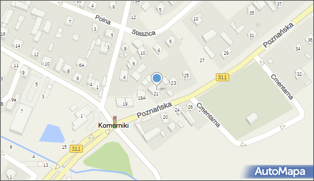 Komorniki, Poznańska, 21A, mapa Komorniki