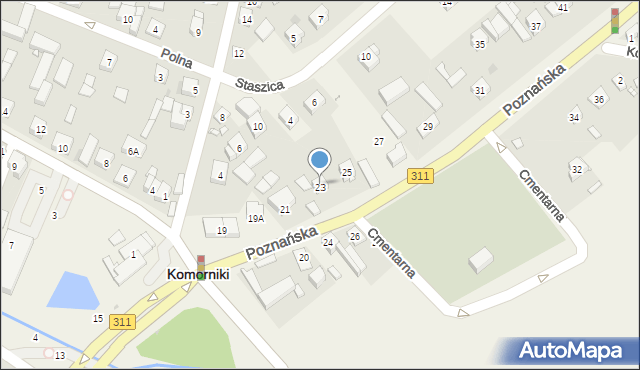 Komorniki, Poznańska, 23, mapa Komorniki