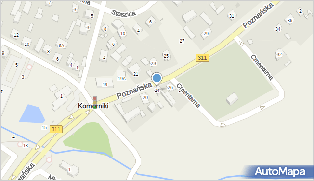 Komorniki, Poznańska, 24, mapa Komorniki