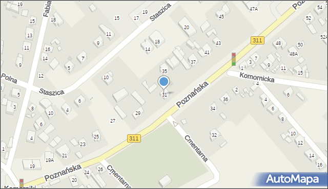 Komorniki, Poznańska, 31, mapa Komorniki