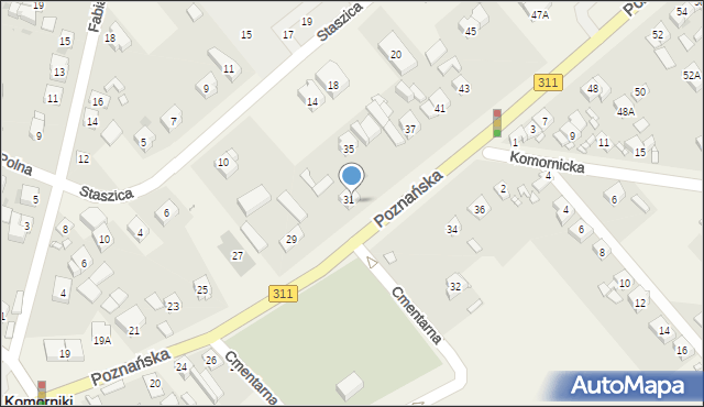 Komorniki, Poznańska, 33, mapa Komorniki