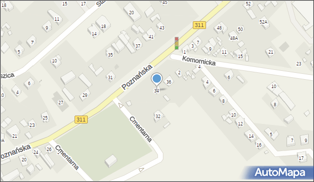 Komorniki, Poznańska, 34, mapa Komorniki