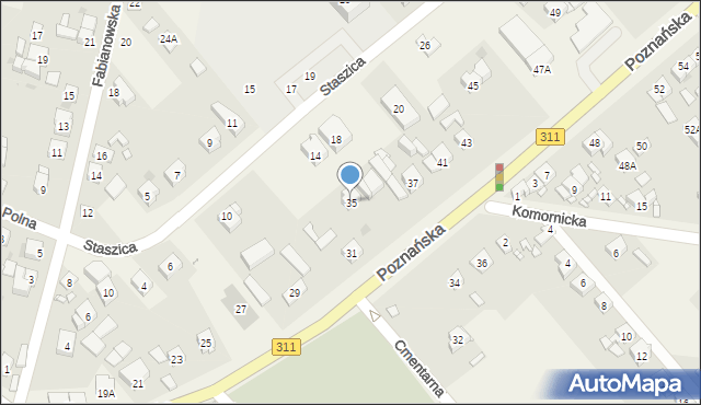 Komorniki, Poznańska, 35, mapa Komorniki