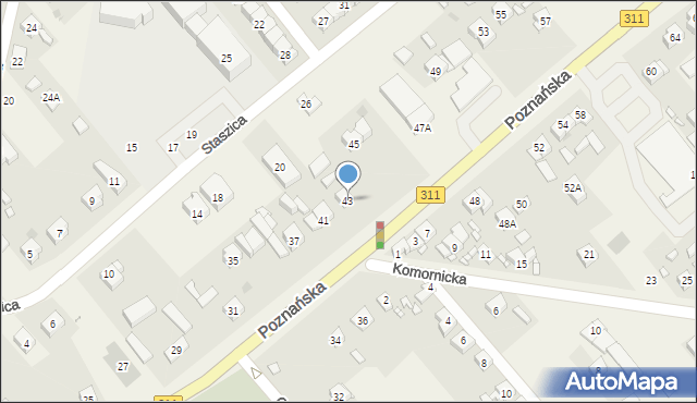 Komorniki, Poznańska, 43, mapa Komorniki