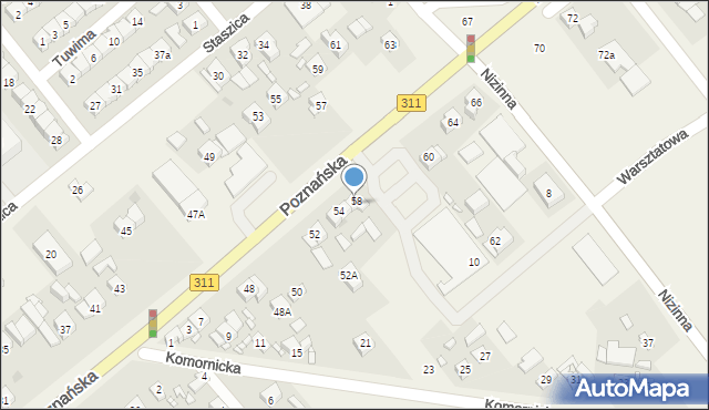 Komorniki, Poznańska, 56, mapa Komorniki