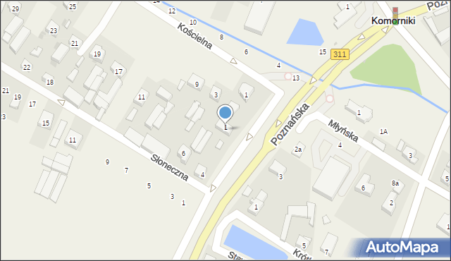 Komorniki, Poznańska, 7, mapa Komorniki