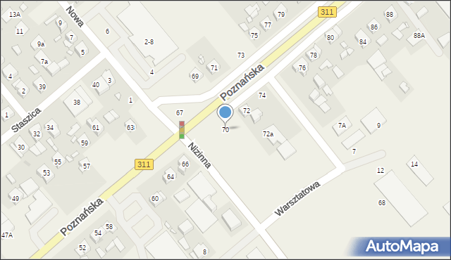 Komorniki, Poznańska, 70, mapa Komorniki