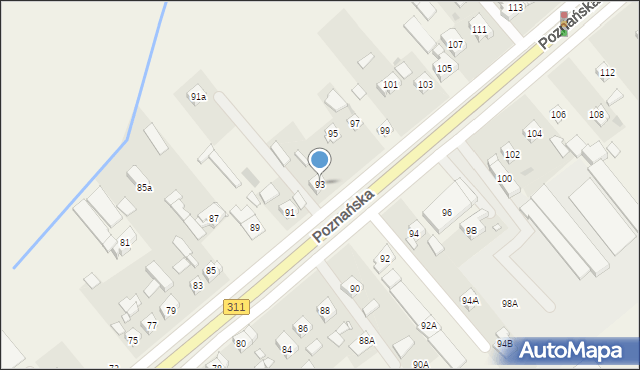 Komorniki, Poznańska, 93, mapa Komorniki