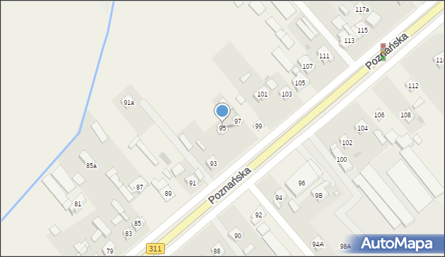 Komorniki, Poznańska, 95, mapa Komorniki