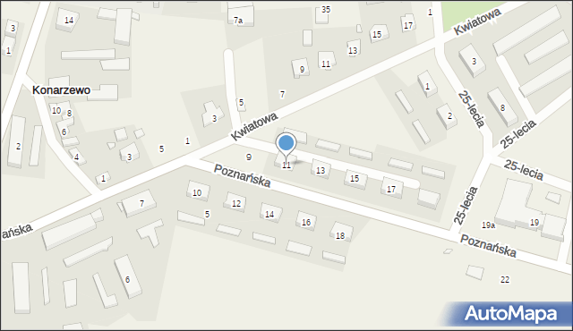 Konarzewo, Poznańska, 11, mapa Konarzewo