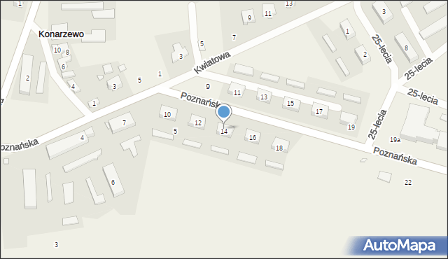 Konarzewo, Poznańska, 14, mapa Konarzewo