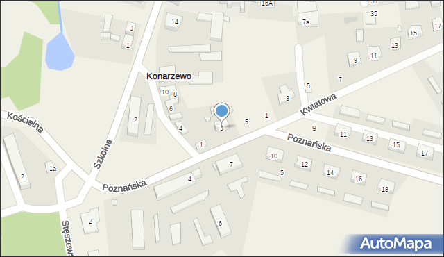 Konarzewo, Poznańska, 3, mapa Konarzewo