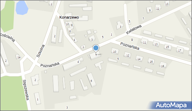 Konarzewo, Poznańska, 7, mapa Konarzewo