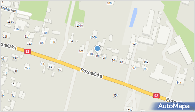 Konin, Poznańska, 100, mapa Konina