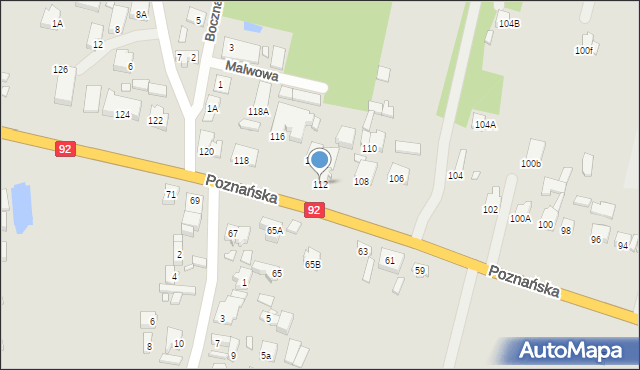 Konin, Poznańska, 112, mapa Konina