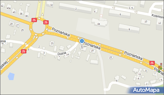 Konin, Poznańska, 21, mapa Konina