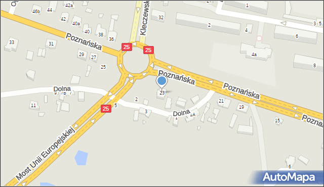 Konin, Poznańska, 23, mapa Konina