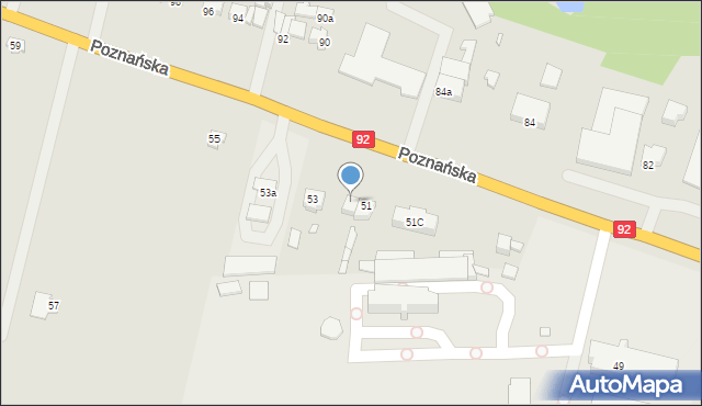 Konin, Poznańska, 51A, mapa Konina