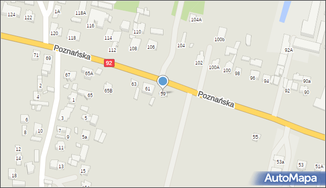 Konin, Poznańska, 59, mapa Konina