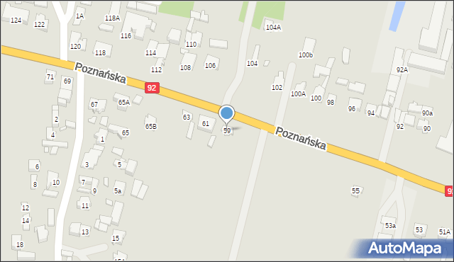 Konin, Poznańska, 59, mapa Konina