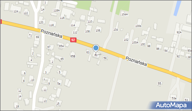 Konin, Poznańska, 61, mapa Konina