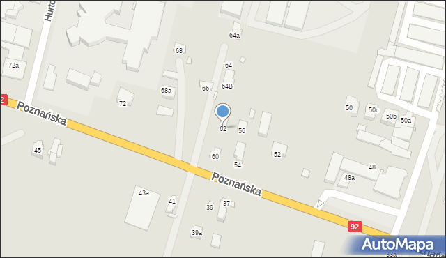 Konin, Poznańska, 62, mapa Konina