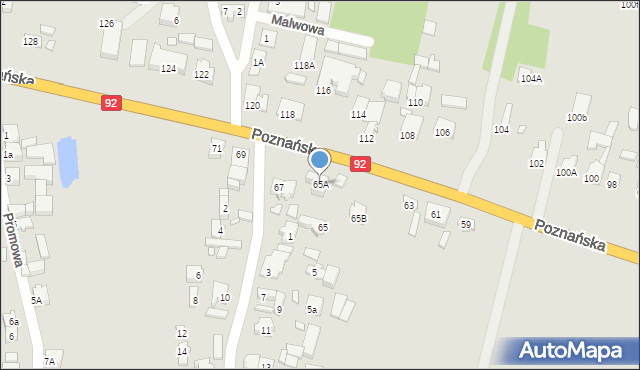 Konin, Poznańska, 65A, mapa Konina