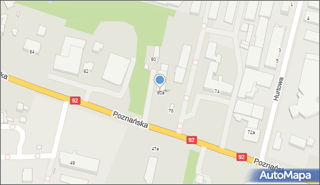 Konin, Poznańska, 80a, mapa Konina