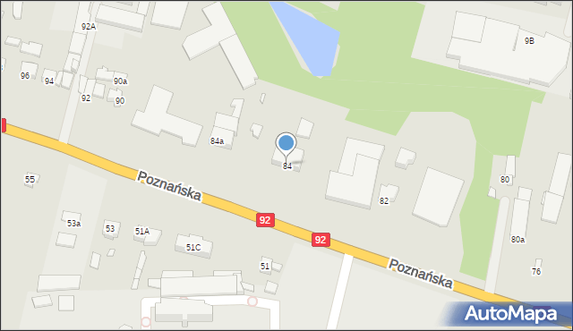 Konin, Poznańska, 84, mapa Konina