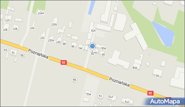 Konin, Poznańska, 92, mapa Konina