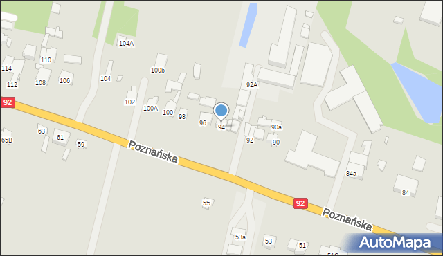 Konin, Poznańska, 94, mapa Konina