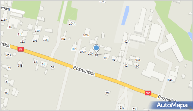 Konin, Poznańska, 98, mapa Konina