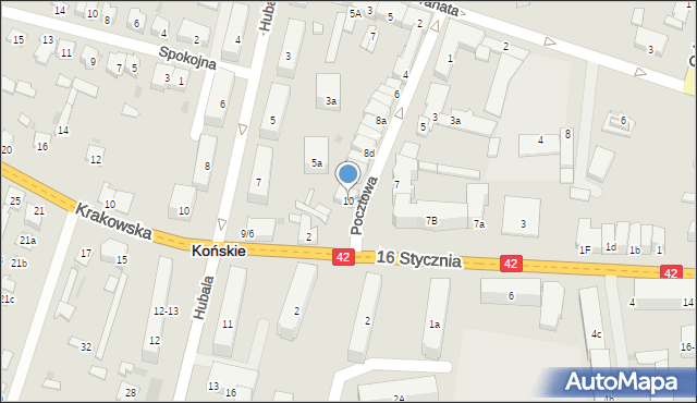 Końskie, Pocztowa, 10, mapa Końskie