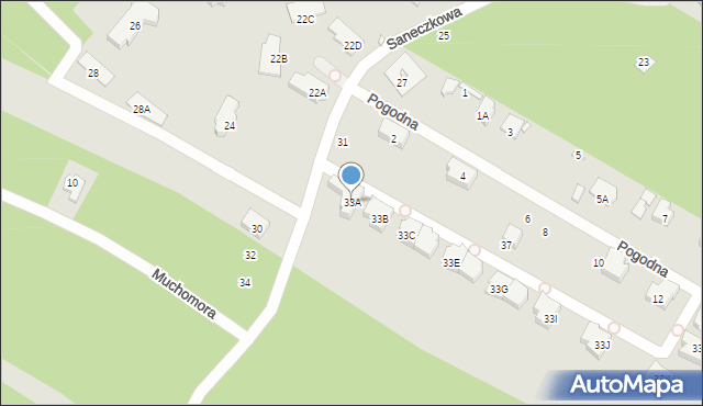 Konstancin-Jeziorna, Pogodna, 33A, mapa Konstancin-Jeziorna