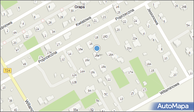 Konstancin-Jeziorna, Poprzeczna, 16a, mapa Konstancin-Jeziorna