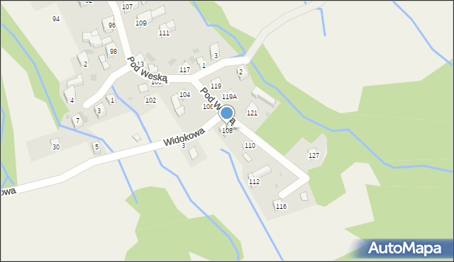 Korbielów, Pod Weską, 108, mapa Korbielów