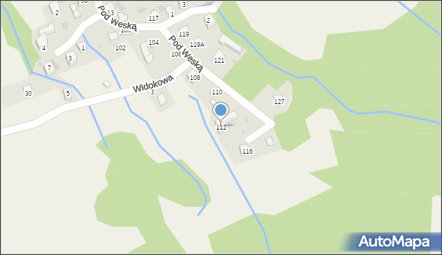 Korbielów, Pod Weską, 112, mapa Korbielów