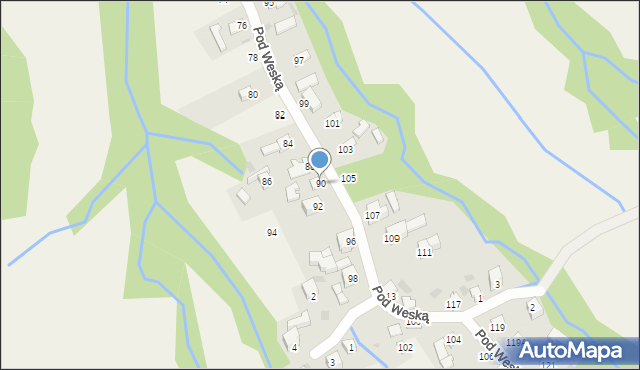 Korbielów, Pod Weską, 90, mapa Korbielów